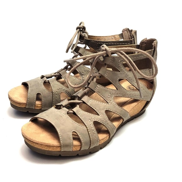 Earth Spirit Taupe Lace Up Sandals Size 9M - Picture 1 of 16